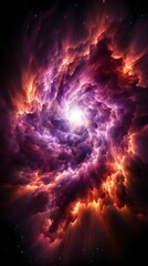 Awe-inspiring celestial beauty in nature, with a dark, dramatic, purple sky and stars.