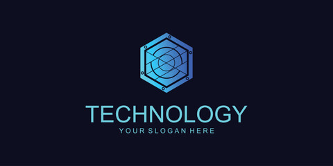 Creative technology logo design with modern style| premium vector