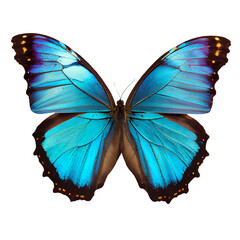 beautiful blue butterfly on a transparent background. generative AI