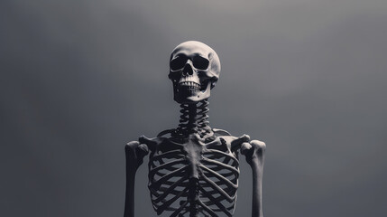 Eternal Loyalty: The Workaholic Corporate Worker. Illustration of Skeleton to Portray Dedication, Mental Burnout, or a Lifeless Person.