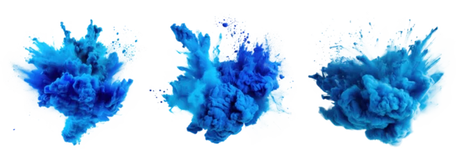 Deurstickers Blue holi paint color powder Illustration AI Generative. © olegganko