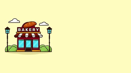 bakery store animation video, loop motion graphic background
