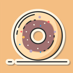 Cute donut sticker pastel concept beige color