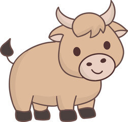 Cute brown cow illustration