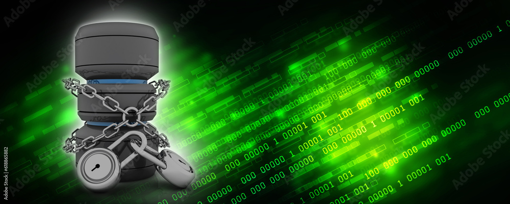 Poster 3d rendering database storage data base protection lock