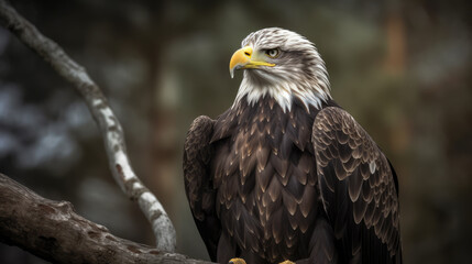 Obraz premium beautiful eagle in its natural habitat. Close up of eagle in nature. Post-processed generative AI