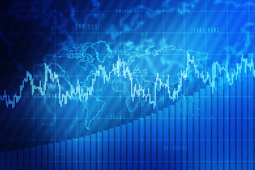 2d rendering Stock market online business concept. business Graph 