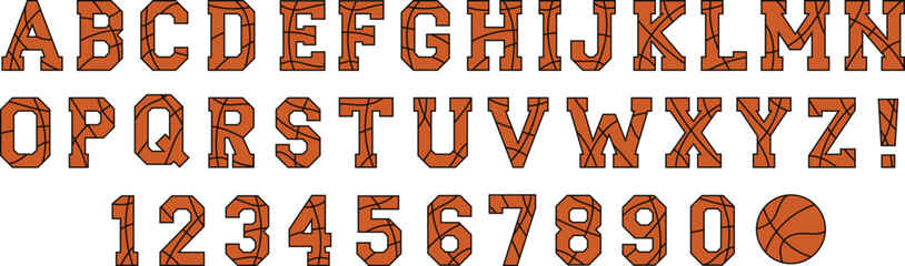 Basketball Alphabet Letter and Number Clipart
