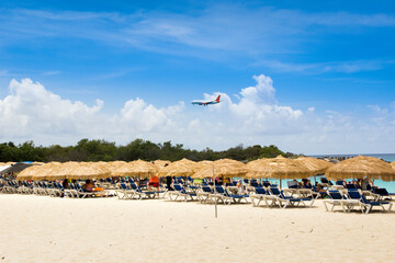 Mullet bay beach in St. Maarten, Netherlands
