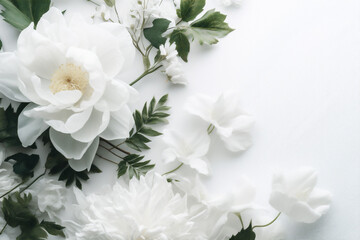 wedding white floral background nature celebration flower spring beautiful blossom green. Generative AI.