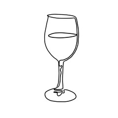 Wine glass one line drawing 