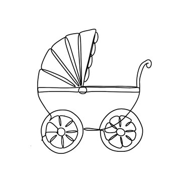 recommend clip art: Baby stroller one line drawing 