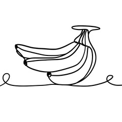 Bananas bunch one line drawing 