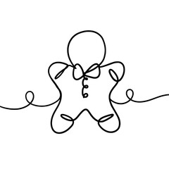 Gingerbread men continuous line 