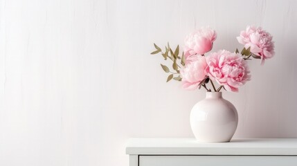 Pink peony flower bouquet. Illustration AI Generative.
