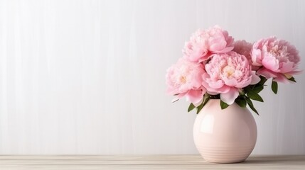 Pink peony flower bouquet. Illustration AI Generative.