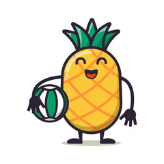 cute pineaple cartoon mascot character funny expression