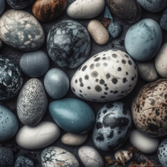 Beautiful stones and pebbles on the beach. Generative ai.