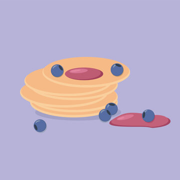 pancakes and blueberry breakfast vector