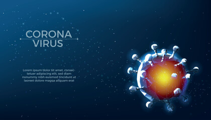 Fototapeta premium Corona virus germ. 3d covid background, medical hiv or allergy disease, abstract computer macro cell, healthcare bacterias. Medicine banner template. Covid-19 pandemic. Vector pharmacy concept