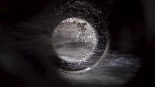 Footage of Fast Flowing air bubble in Warm Water Pipe on Icelandic Thermal Energy Factory. Sustainable energy used for warming up Houses in Iceland.