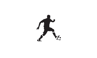 Fototapeta na wymiar a vector of a man playing a football in his feet black design flat on white background