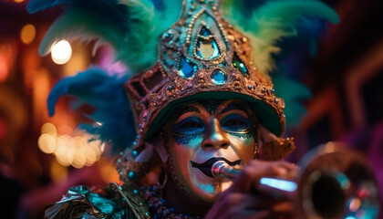 Fototapeta premium Colorful carnival parade celebrates indigenous culture beauty generated by AI