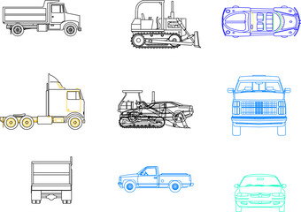 Vector sketch illustration of car vehicle transportation tool for driving on city streets