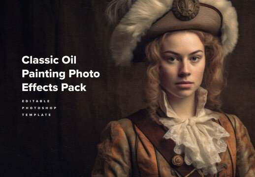Classic Oil Painting Photo Effects Mockup with Generative AI Placeholder