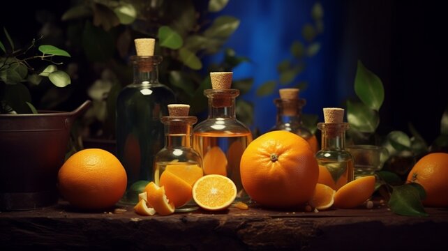 Health benefits sweet orange essential lemon oil background pictures AI Generated art
