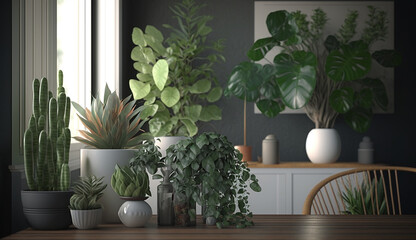 Home decor indoor best potted plants interior design AI Generated image