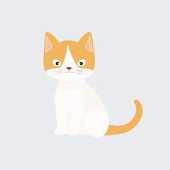 cute white orange cat vector 