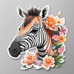 print, stickers, zebra and flower AI