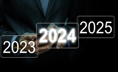 New year number 2023, 2024, 2025 on stepping