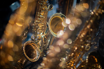 Sax in the Dark with blurry reflections