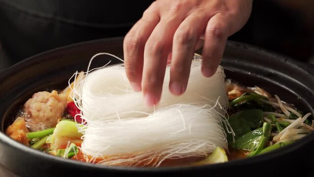 The cooking process of old-fashioned Mala Tang, a characteristic local dish in Northeast China