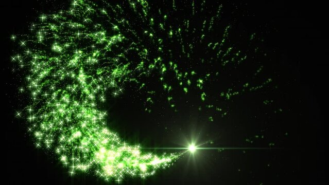 Green Red Fairy Stars in a 3D animation