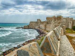 Mamure Castle, medieval castle crenellations,embrasures,parapet and merlons