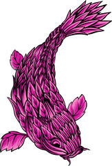 a pink and plant-themed koi fish illustration
