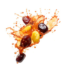 Splashes of compote and dried fruits