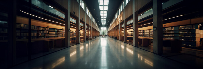 Fototapeta premium The interior space of a public library. Generative AI.