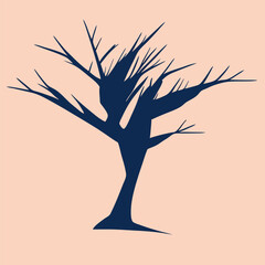dead tree silhouette vector in minimal style