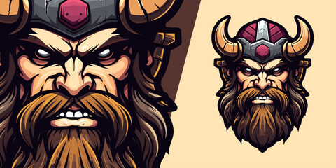 Fierce Viking Logo Mascot: Illustration Vector Graphic for Resilient Sport and E-Sport Gaming Teams