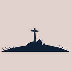 halloween silhouette grave vector in minimal style