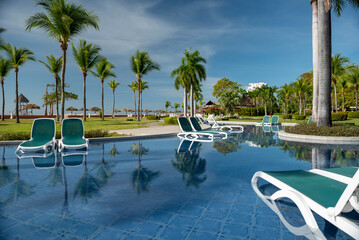 Swimming pool in luxury resort near Panama city, Panama - stock photo