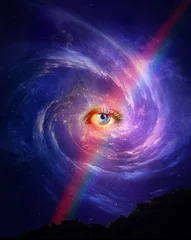 Foto op Plexiglas Heelal surrealism art with an eye in the purple solar system