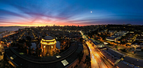 Sunrise behind Palace of Fine Arts, San Francisco, CA