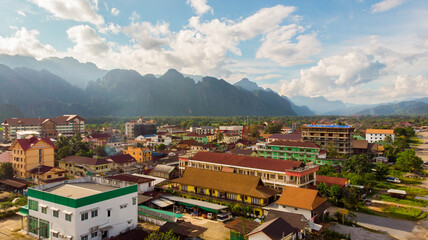 Fototapeta na wymiar View for panorama in Vang Vieng, Laos.