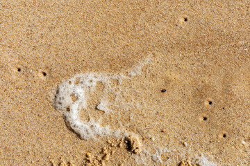 white sea foam on a sandy beach