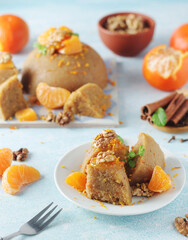 Mandarin halva dessert, traditional Greek desser	